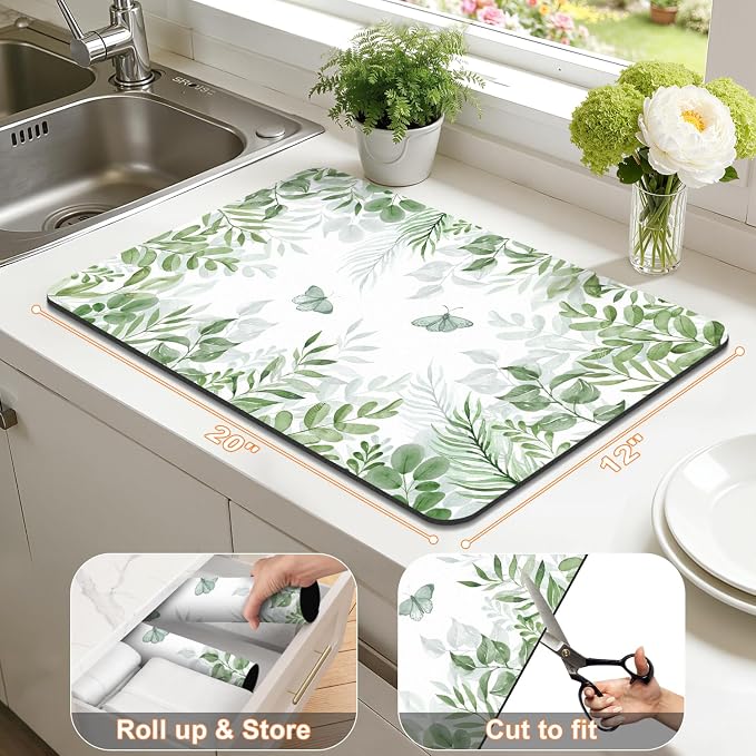LOKHOM Dish Drying Mat for Kitchen Counter, Dish Drainer Rack Mats for Kitchen - Image 2
