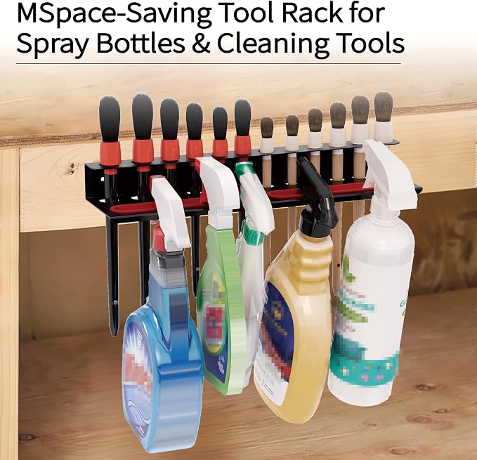 Wall Mount Brush & Spray Bottle Holder Combo Rack - Image 3