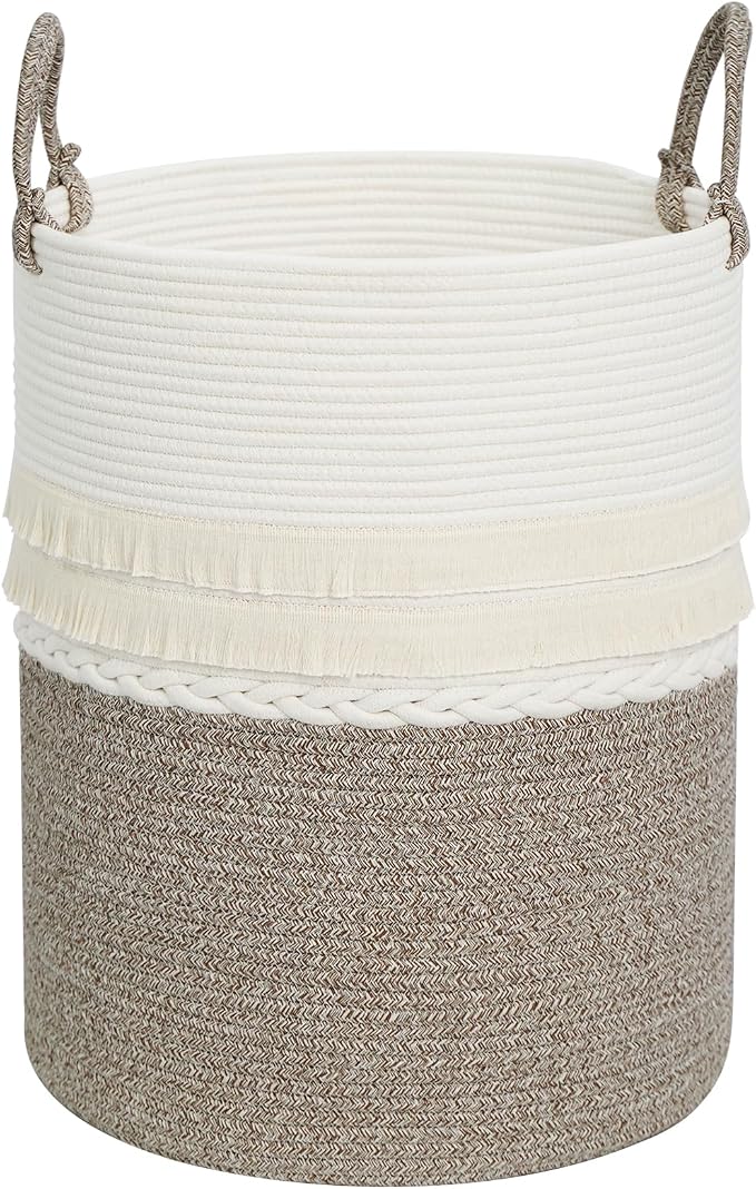 danpinera 79 L Large Laundry Basket, Tall Woven Cotton Storage Hamper by danpinera