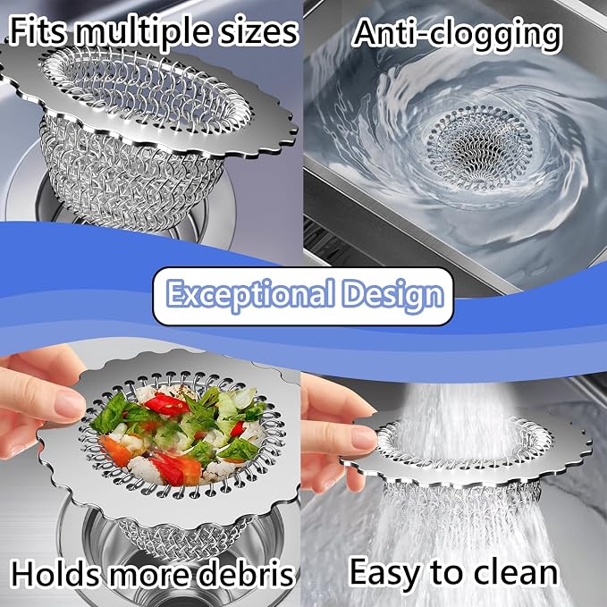 Kitchen Sink Drain Strainer, Patented 304 Stainless Steel Reversible Mesh - Image 7