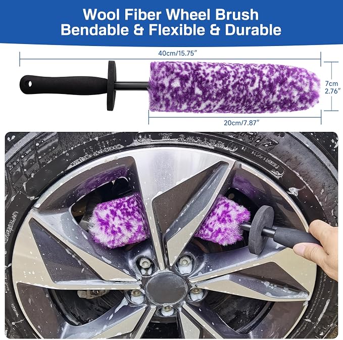 5 Pack Car Wheel and Tire Cleaner Brushes Kit Auto Motorcycle Rim Ultra Soft - Image 7
