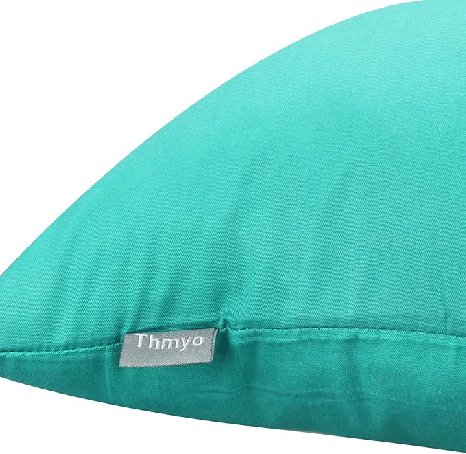 4-Pack 100% Cotton Comfortable Solid Decorative Throw Pillow Case,Thmyo Square Cushion Cover Pillowcase Sublimation Blank Pillow Covers DIY Throw Pillowcase for Sofa Bedroom(18x18 inch/ 45x45cm,Green)
