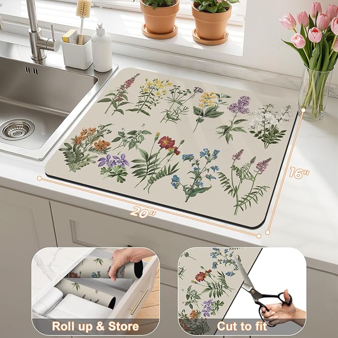 LOKHOM Dish Drying Mat for Kitchen Counter, Dish Drainer Rack Mat for Kitchen - Image 2