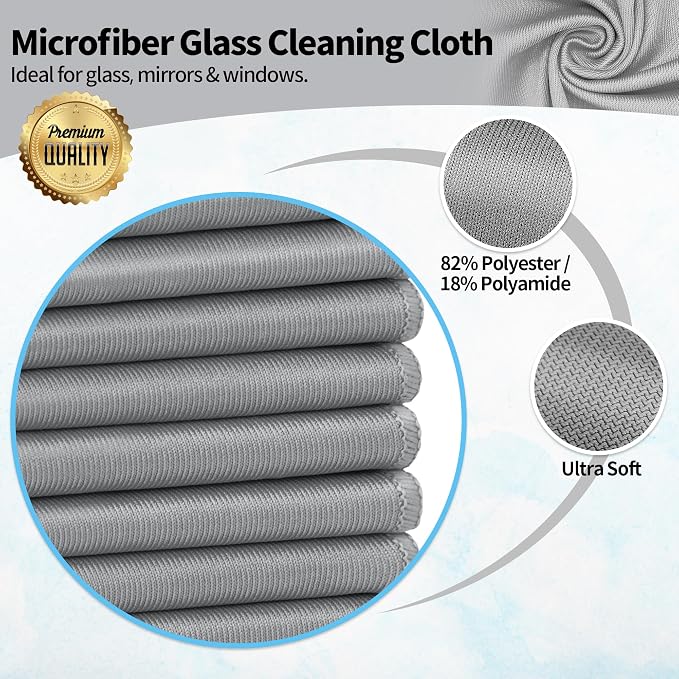 HOMERHYME Microfiber Cleaning Cloth, 12 Pack Window Glasses Cleaning Cloth - Image 2