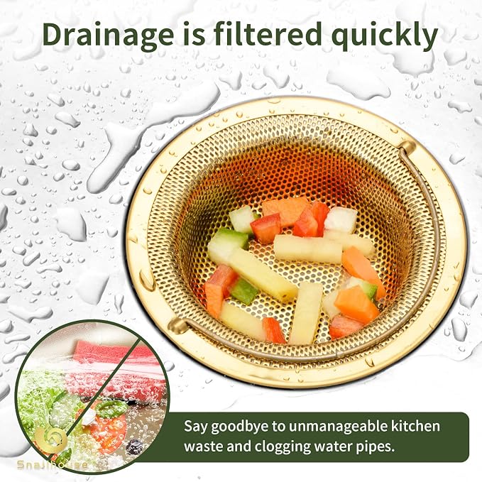 Snailhouse Sink Strainers, 2 Pack 4.5 Inches Stainless Steel Kitchen Mesh Sink - Image 4