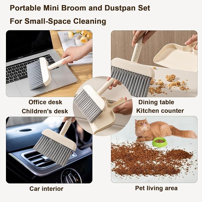 Mini Handheld Broom and Dustpan Set, Small Dust Pan and Brush Set Cleaning - Image 4