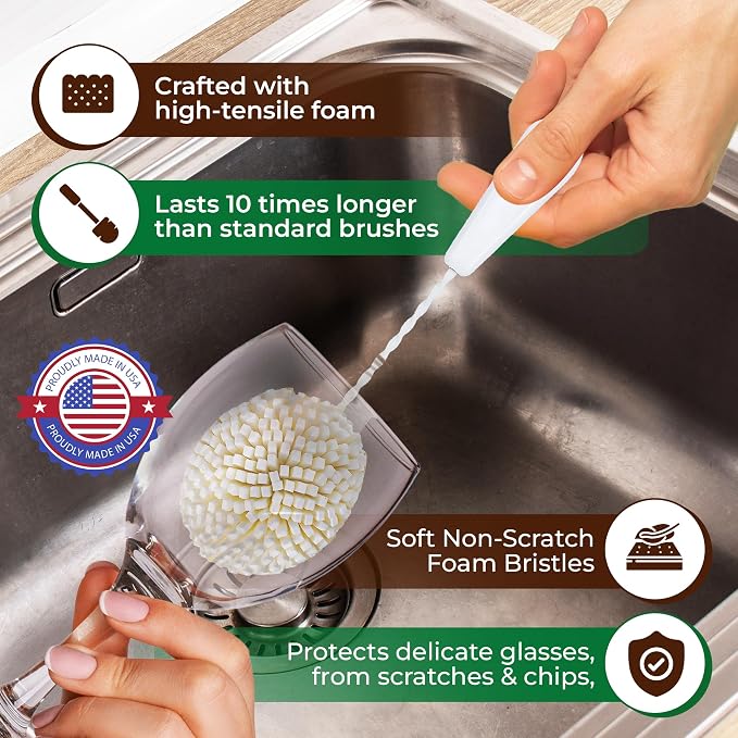Tupkee Small Glass Cleaning Brush – Soft Non-Scratch Foam Bristles – Glass - Image 5