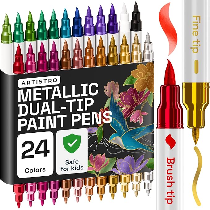 ARTISTRO 24 Metallic Acrylic Paint Markers by ARTISTRO