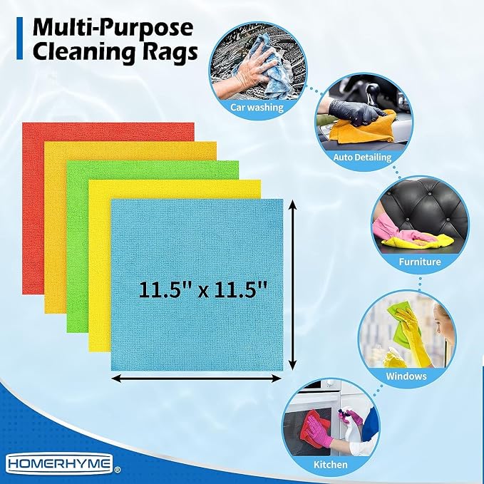HOMERHYME Microfiber Towels for Cars, 24 Pack Microfiber Cleaning Cloths - Image 7