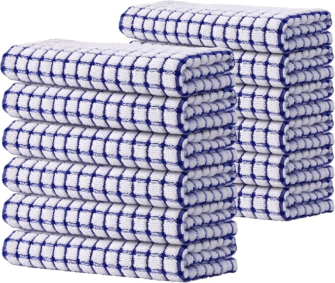 Kitinjoy Cotton 12 Pack Terry Kitchen Towels, 16 x 25 Inches Super Soft and by Kitinjoy