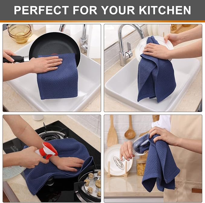 Kitinjoy 100% Cotton Waffle Weave Kitchen Hand Towels - Image 4