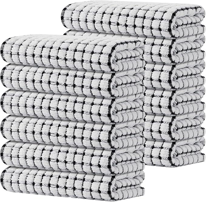 Kitinjoy Cotton 12 Pack Terry Kitchen Towels, 16 x 25 Inches Super Soft and by Kitinjoy