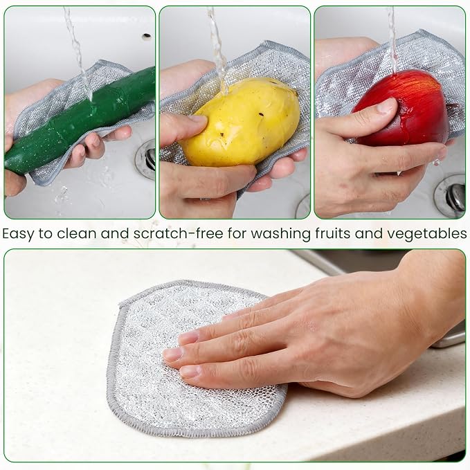 TIESOME 6Pcs Newly Upgraded Double Side Non Scratch Wire Dishcloths, Reusable - Image 3