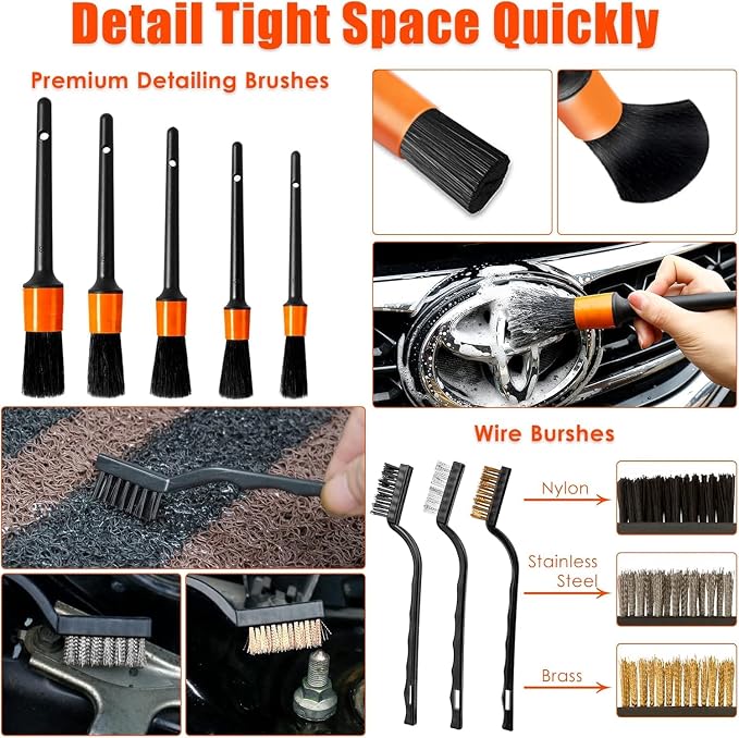 Viewsun Car Cleaning Kit, Detailing Brush Set, Windshield Cleaner, Cleaning Gel - Image 5