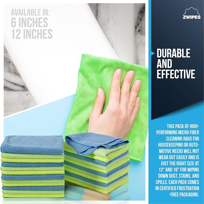 Zwipes 735 Microfiber Towel Cleaning Cloths, 12 Pack - Image 3