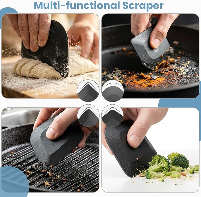 Cast Iron Scrubber with Long Handle | 316 Cast Iron Cleaner Chainmail Scrubber - Image 4