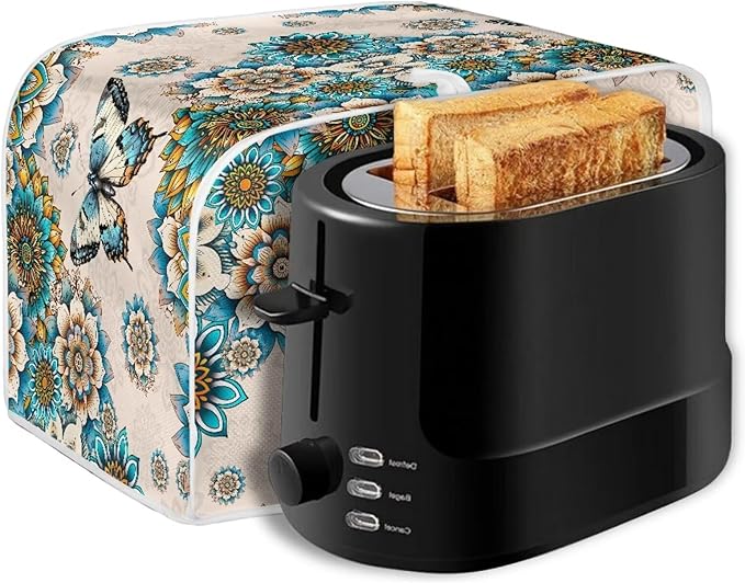 Boho Mandala Printed Toaster Cover for Anti-Dust & Fingerprint, Butterfly Printed Kitchen Small Appliance, Microwave Toaster Oven Cover Decor Accessories for Kitchen