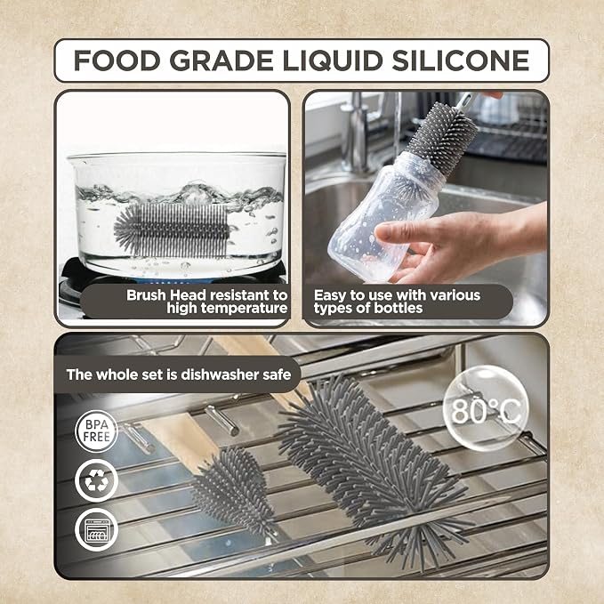 Bottle Brush Set Cleaner Silicone Brushes - Image 5