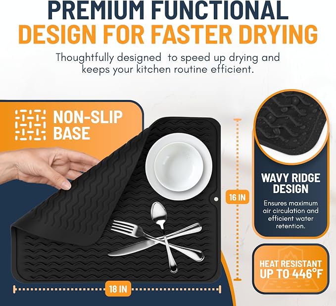 Silicone Dish Drying Mat for Kitchen Counter - Image 3