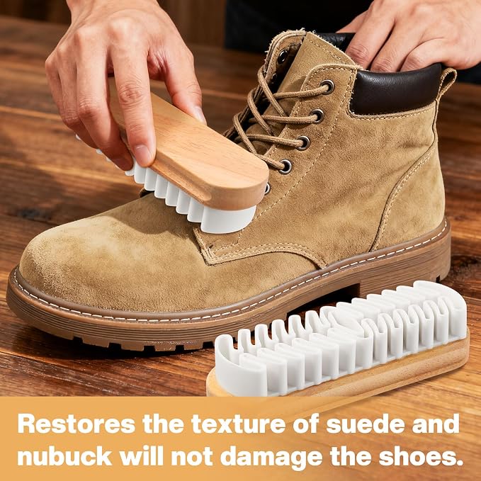 2 Pcs Suede Shoe Brush Nubuck Leather Cleaner Shoes Shine Dauber Crepe - Image 7