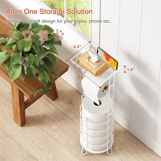 White Toilet Paper Holder Stand - Image 7