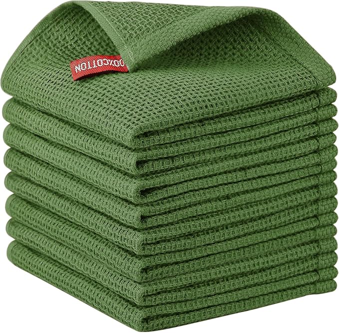 Nialnant 8 Pack Kitchen Towels, 100% Cotton Cleaning Cloth, Waffle Weave by Nialnant