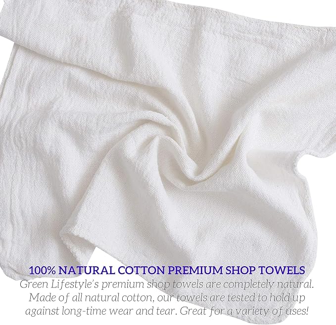 GREEN LIFESTYLE White Shop Towels 12x14, 150 Pack - Image 5
