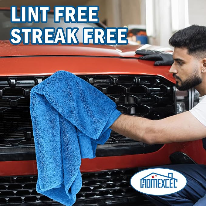 HOMEXCEL Professional Large Microfiber Car Drying Towels 2 Pack, Lint Free - Image 7