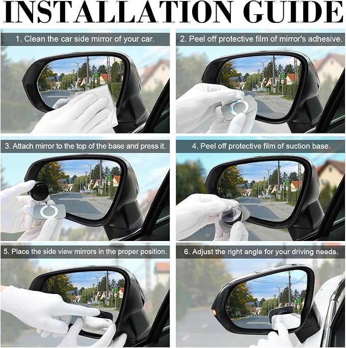 LivTee Blind Spot Car Mirror, Rectangular HD Glass Frameless Convex Side Mirror - Image 4
