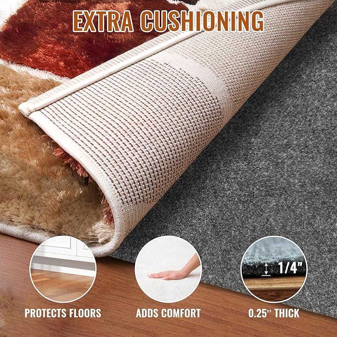 Felt Rug Pad, 5 x 7 Ft Rubber Non-Slip Rug Pad Gripper, Keep Rugs Secure and in - Image 2