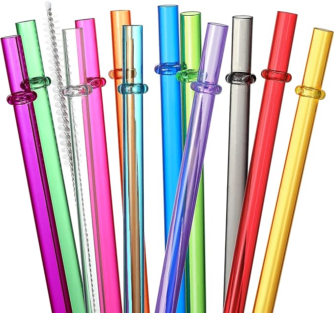 24 PCS, Reusable Straws with 4 Brushes, 10.5" Long Tritan Hard Plastic Straws by Unknown