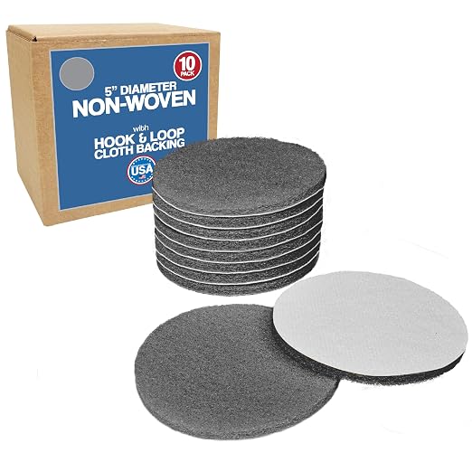 5" Abrasive Pad Hook & Loop Round Non-Woven Final Surface Prep Disc, Smooth by PeachtreeWoodworkingSupply