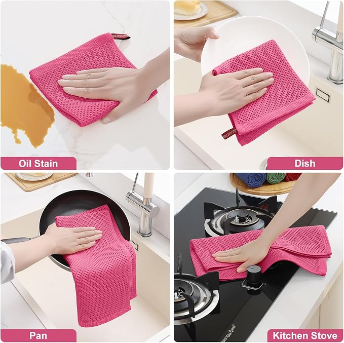 Homaxy 100% Cotton Kitchen Towels and Dishcloths Set, 12 x 12 Inches and 13 x - Image 5