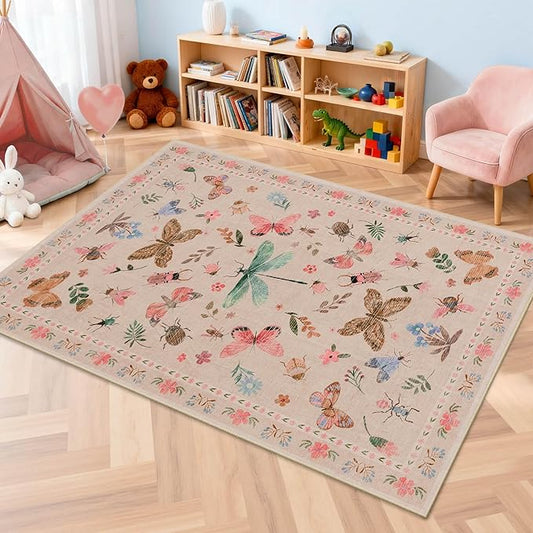 3x5 Rug for Entryway Bedroom, Floral Vintage Retro Boho Throw Rug, Non Slip & by Rugxara
