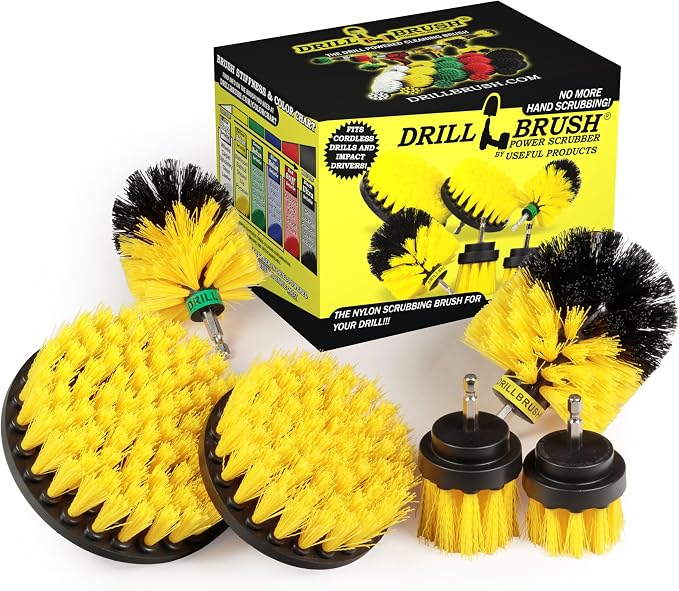 Drill Brush Attachments for Cleaning Shower, Bath Mat, Fiberglass, Cast Iron by Drillbrush