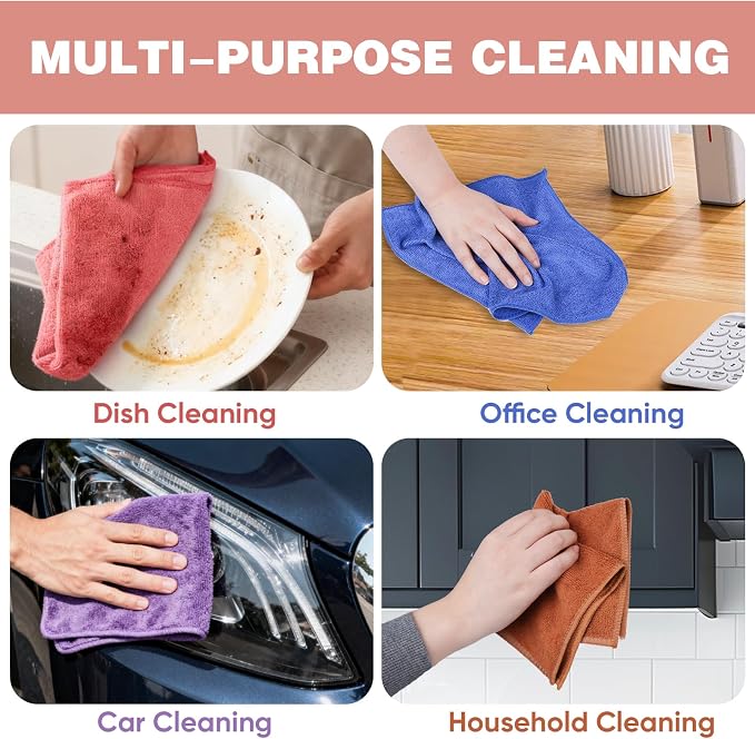 10 Colors Microfiber Cleaning Cloths, 50 Pack Assorted Cleaning Rags, Highly - Image 5