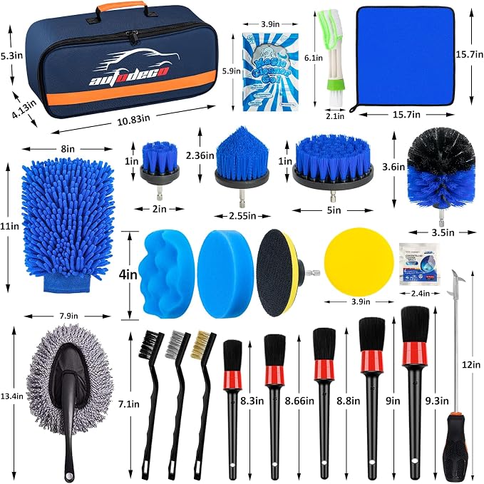 AUTODECO 30Pcs Car Detailing Brush Set, Car Detailing Kit, Auto Detailing Drill - Image 7