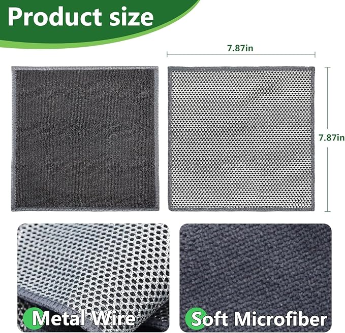 6Pack Double Side Wire Dishcloth, Upgrade Wire Cleaning Cloths, Soft - Image 4