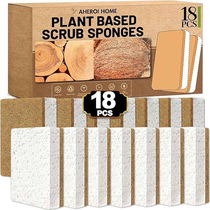 Aheroi Natural Dish Sponge, Compostable Eco Friendly Sponges, Organic Cleaning by Aheroi