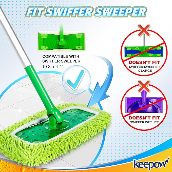KEEPOW Reusable Microfiber Mop Pads Compatible - Image 2