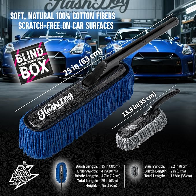 Flash Dog Wood Car Duster & Interior Brush Kit | Scratch-Free Waterless - Image 7