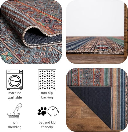 Keen Home Design 9x12 Rug - Machine Washable Area Rug with Non-Slip Backing, Ideal for Living Room, Dining Room, Bedroom - Vintage, Easy Clean, Durable, Low Pile Rug - (9' x 12')