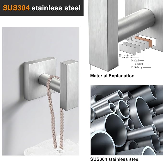 Towel Hooks for Bathrooms, Brushed Nickel Towel Hook for Kitchen Bathroom - Image 4