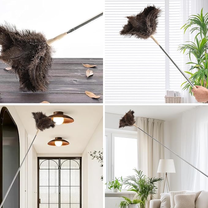 Extendable Ostrich Feather Duster 27-94 Inch, Natural Cleaning Duster Extension - Image 5