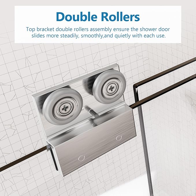 56"-60" W x 70" H Semi-Frameless Double Sliding Bypass Shower Door, 1/4" SGCC - Image 5