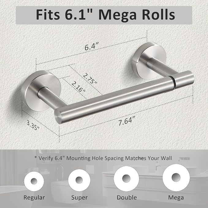 BVL Toilet Paper Holder Brushed Nickel Wall Mount Stainless Steel 304 Large - Image 6