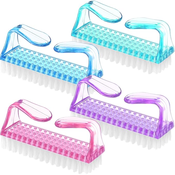 EBOOT 4 Pieces Handle Plastic Nail Brush Nail Hand Scrubbing Cleaning Brush by eBoot