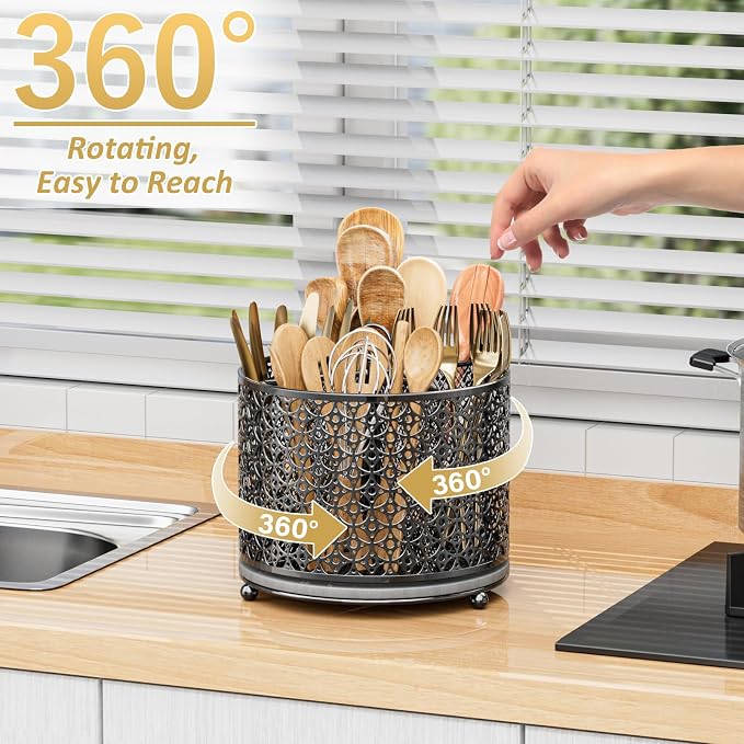 360° Rotating Utensil Holder Caddy - Image 3