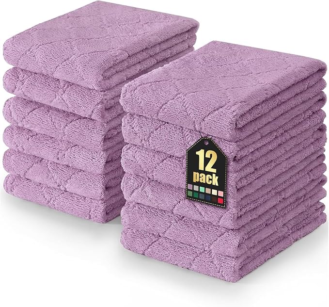 Homaxy 12 Pack Dish Towels for Kitchen, Super Soft and Absorbent Coral Velvet by Homaxy
