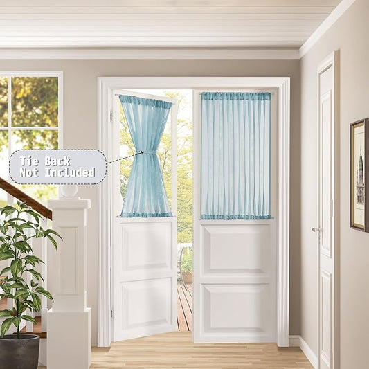 Tollpiz Short Sheer Door Curtains Closet Linen Textured Curtains Sheer Doorway - Image 2